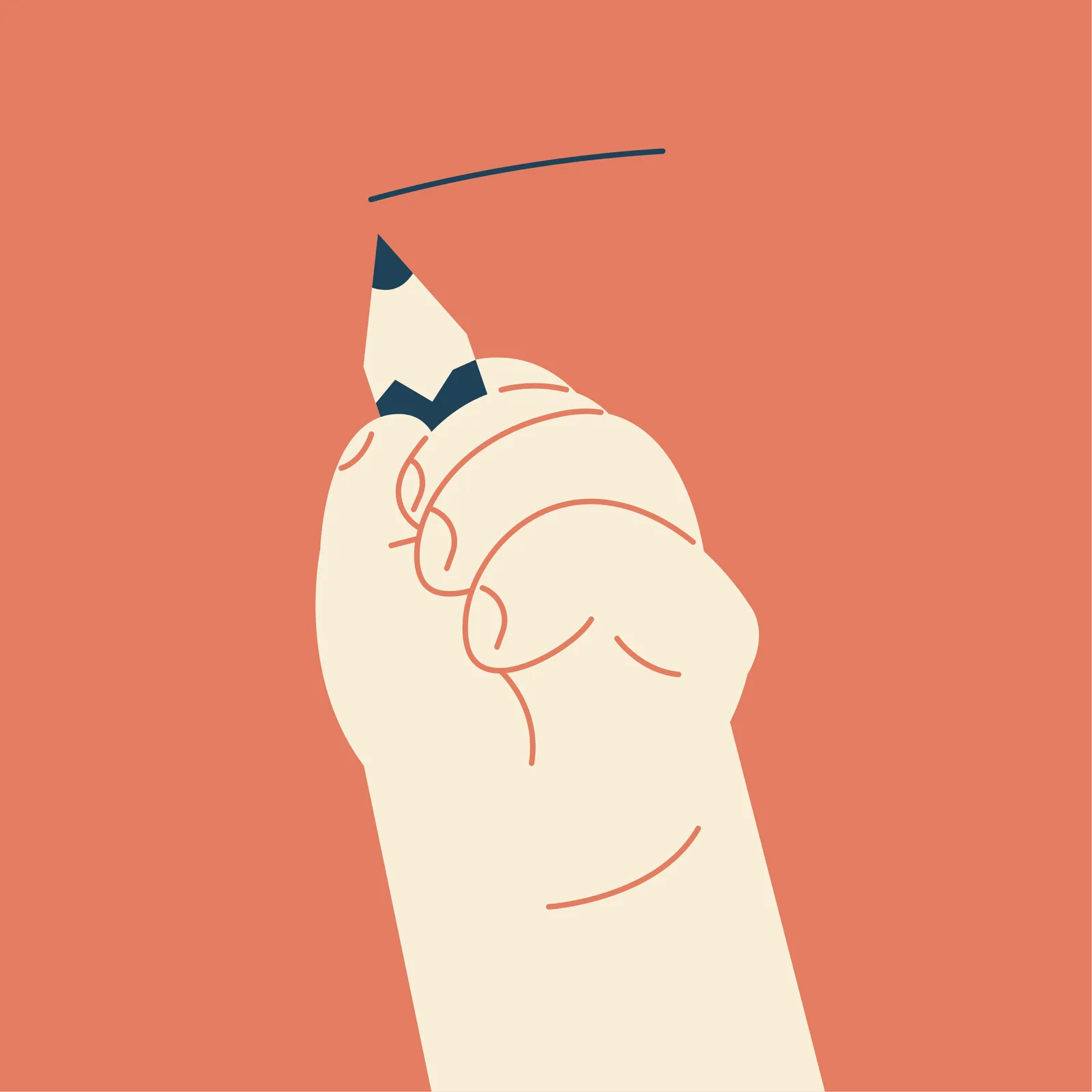 Illustration : une main qui trace un trait au crayon